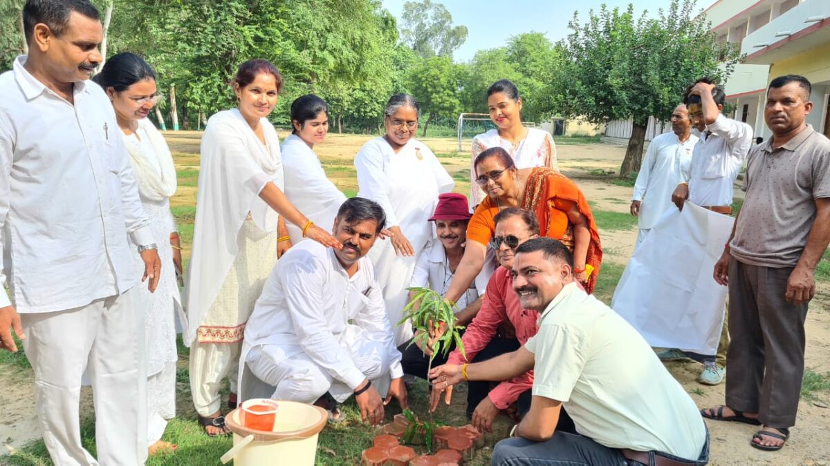 पौधारोपण, ब्रह्मा कुमारी, राजकीय इंटर कॉलेज, पर्यावरण, सुरक्षित देखभाल,brahmha-kumaries, plantation-in-govt-inter-college-bareilly,